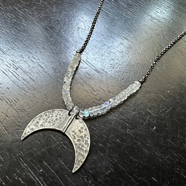 Moon Blade Sterling Silver PENDANT with MOONSTONES!