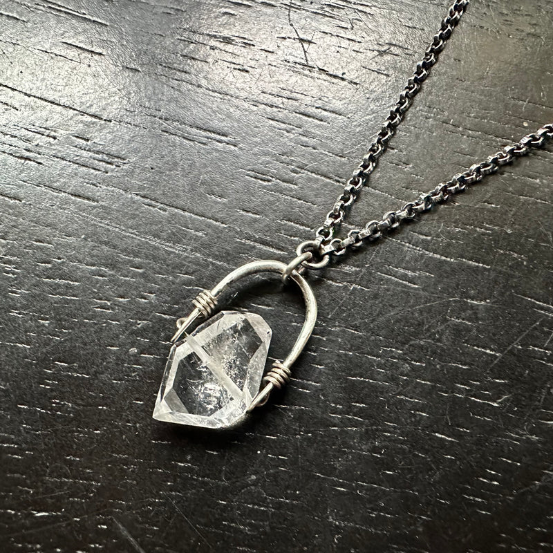 Sterling Silver Tiny Taliswoman, Faceted Herkimer (April Birthstone)