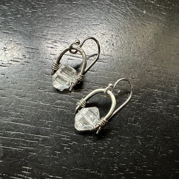Tiny Herkimer Diamond Taliswoman all Silver Earrings