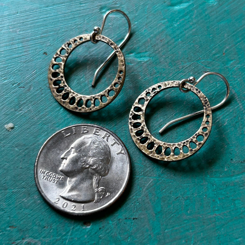 TINY Lotus Root Earrings in Brass- petite and sweet!