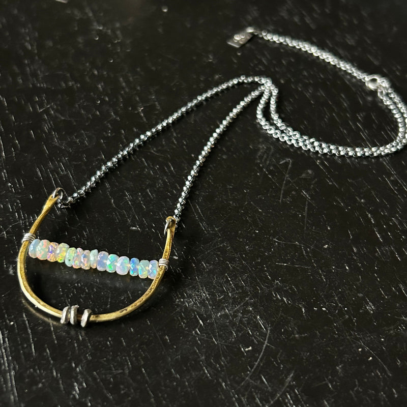 ARTEMIS NECKLACE with Faceted OPALS (OCTOBER BIRTHSTONE)