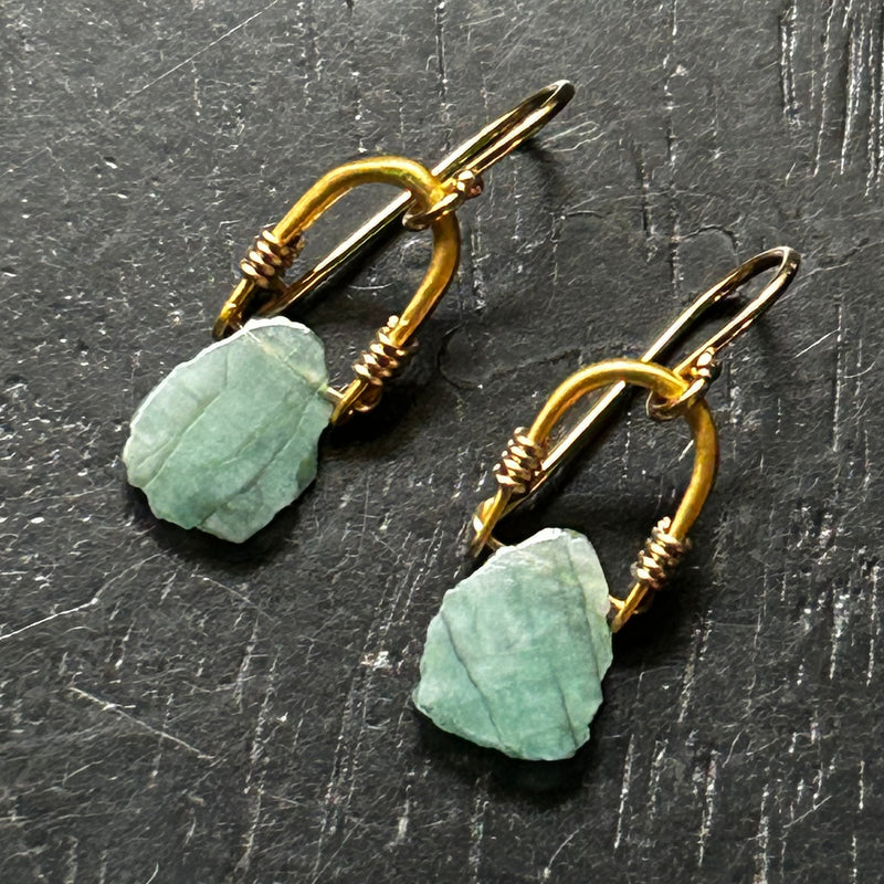 Tiny Gold Taliswoman Earrings - Emerald GOLD VERMEIL