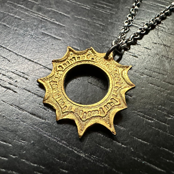 Gold Eclipse Pendant - Date and BTV on the Back