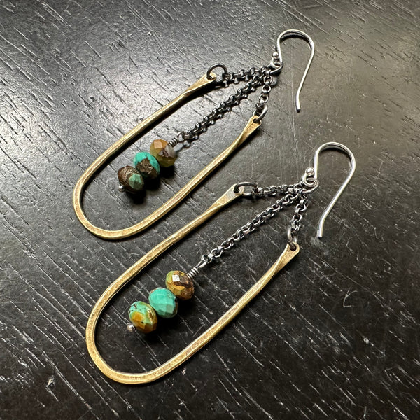 Small Hestia Earrings with Turquoise Beads