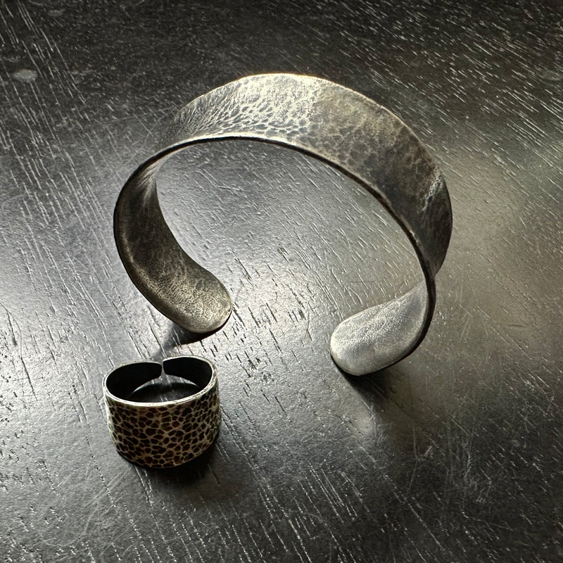 WE MADE 1 MORE! HAMMERED STERLING SILVER SOLID CUFF BRACELET