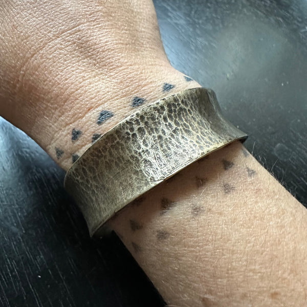 WE MADE 2 MORE! HAMMERED OXIDIZED BRASS SOLID CUFF BRACELET