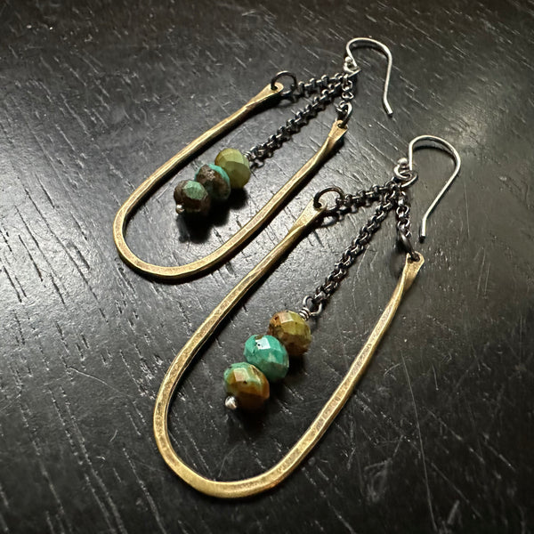 Medium Hestia Earrings with Turquoise beads