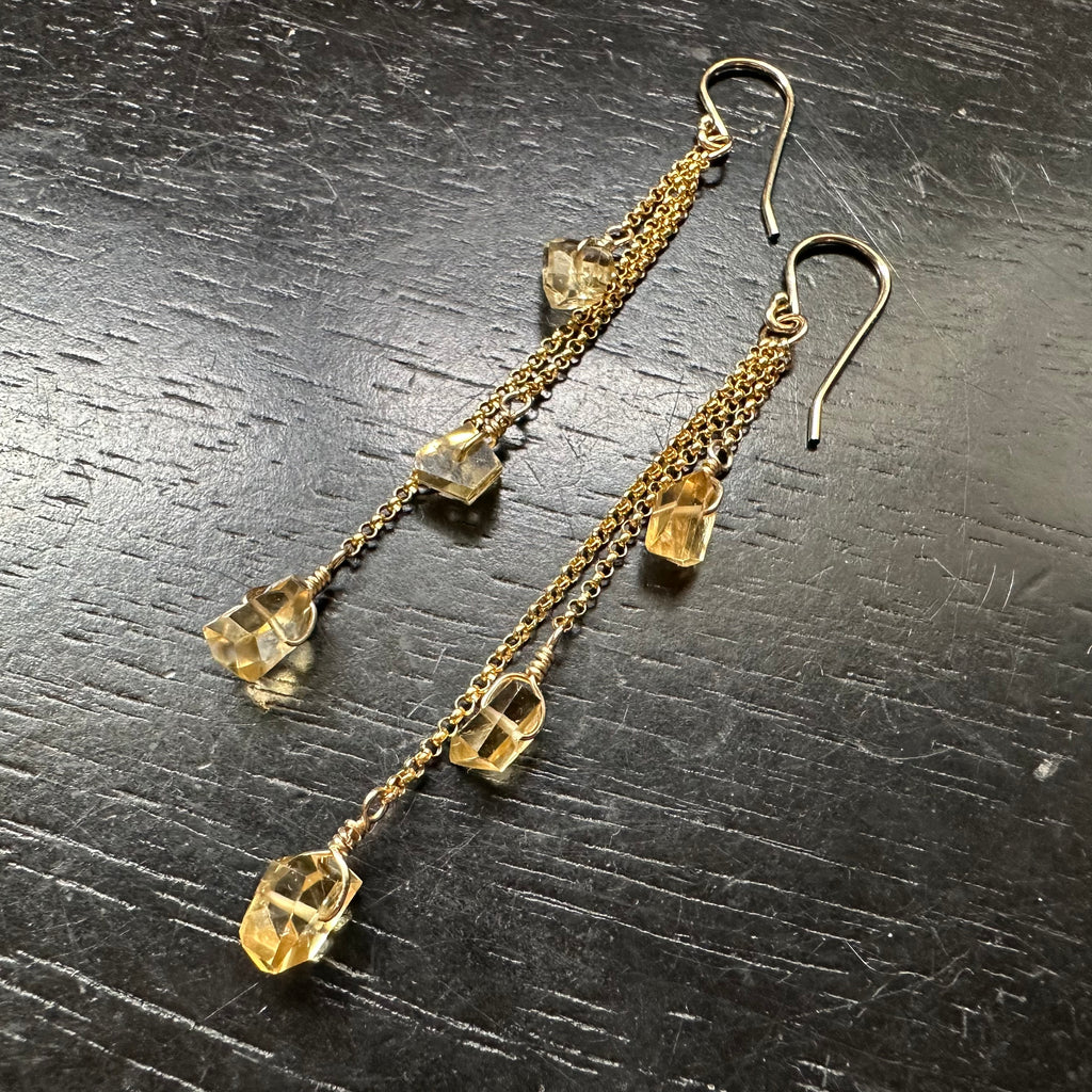 Beaded Jade Threader Earrings — Crystal & Gold Jewelry