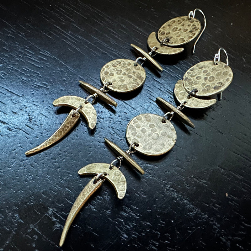 Brass Moon Totem Earrings