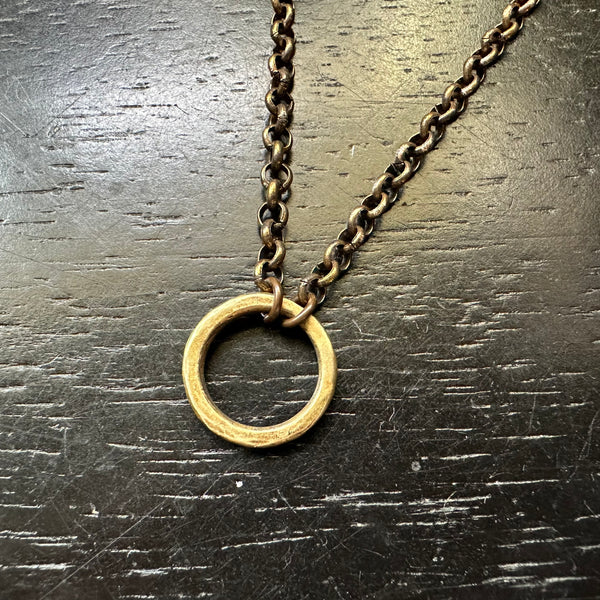 Thick Forged Ring, Oxidized Brass Necklace: YOUR CHOICE OF 3 LENGTHS!