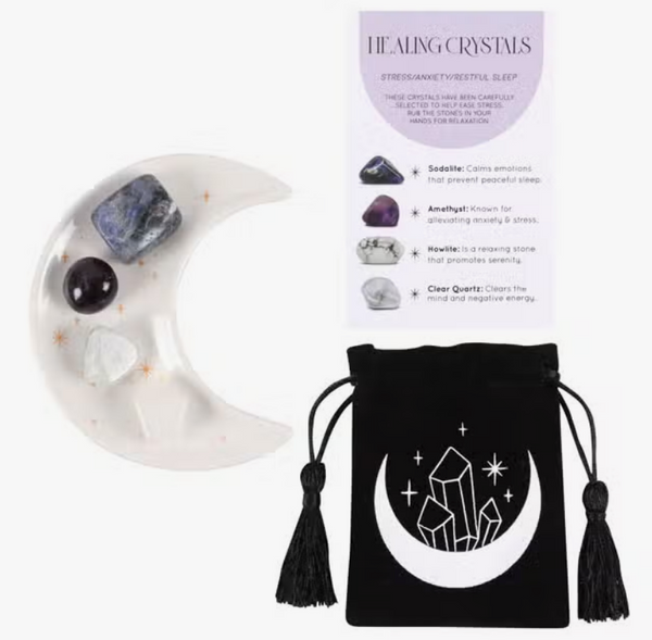 TRINKET DISH HEALING CRYSTALS GIFT SET (for Stress/Anxiety/Restful Sleep)