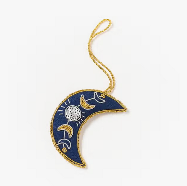 Embroidered Crescent Moon Felt Ornament