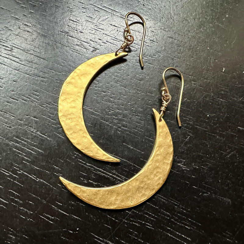 XL Crescent Moon earrings 24K GOLD VERMEIL