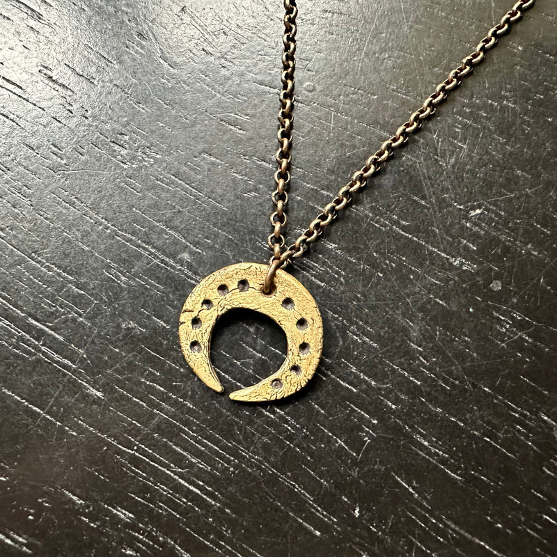 Ancient Moon Necklace - Brass