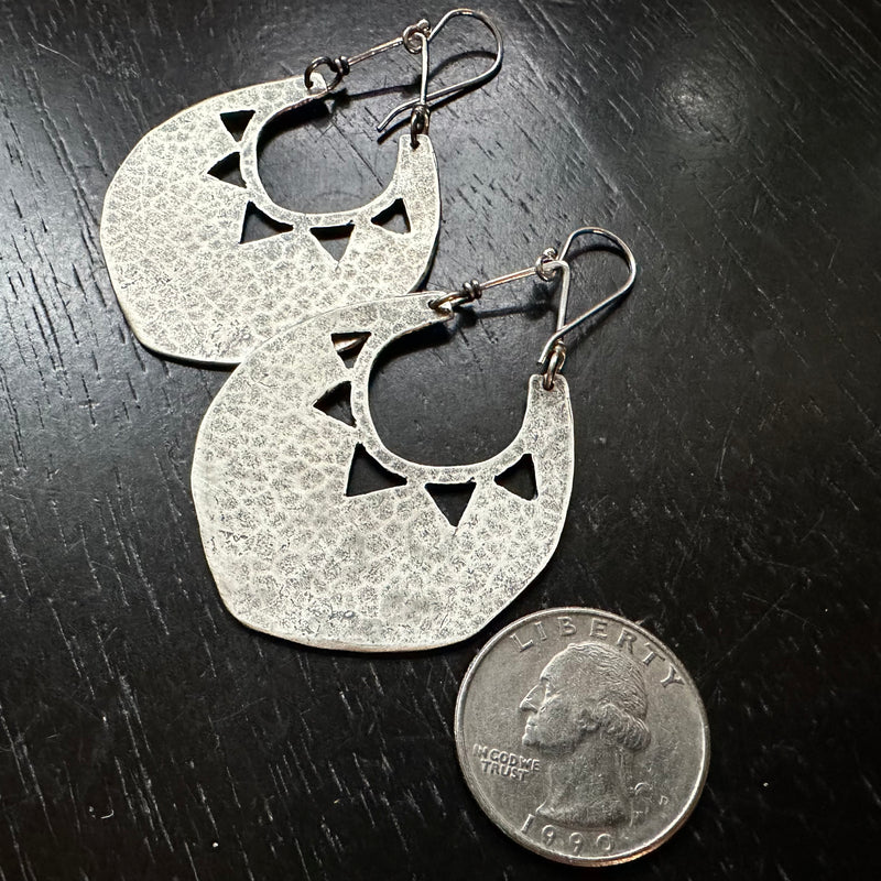 Sun Shield Earrings - Silver