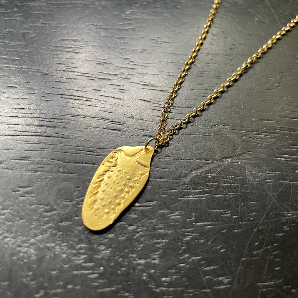 Gold Reversible Feather Necklace, 24K GOLD VERMEIL