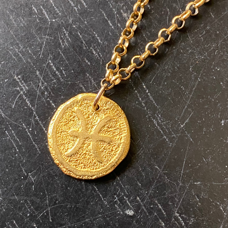Gold Zodiac Pendant, 24K GOLD VERMEIL