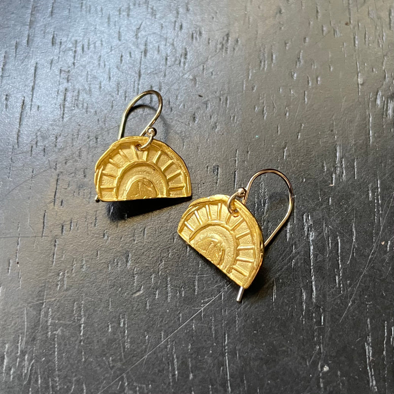 Tiny GOLD Sun-bow Earrings, 24K GOLD VERMEIL