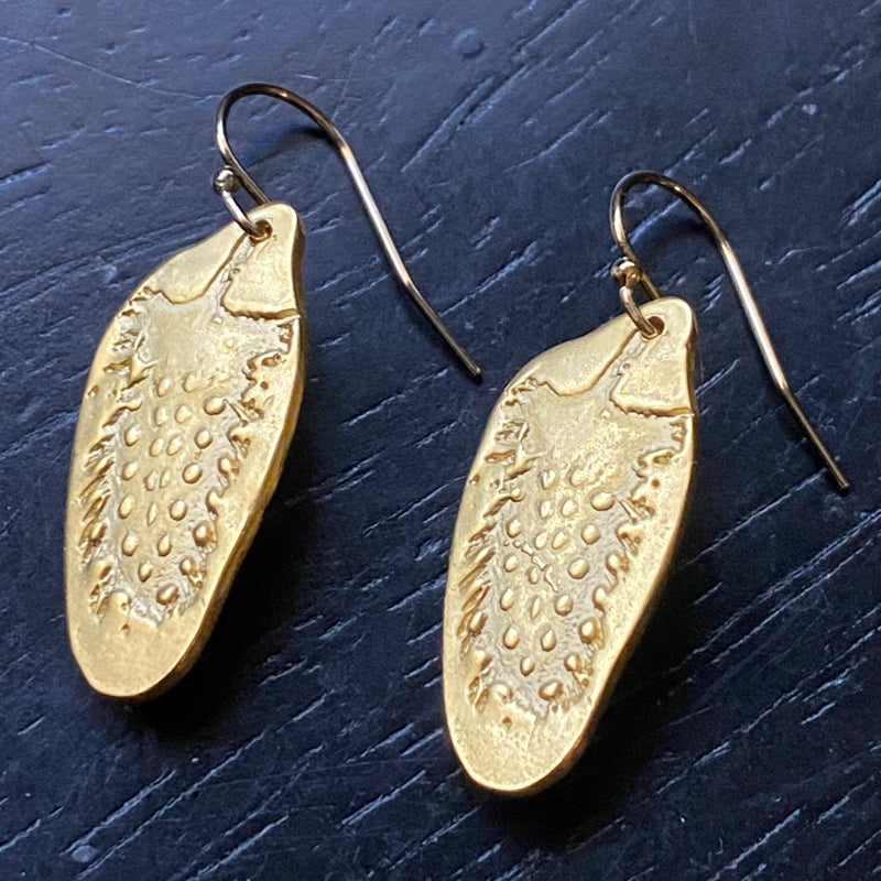 Reversible Gold Feather Earrings
