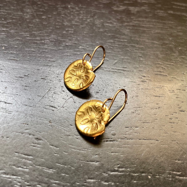 Orijen's Tiny Gold Sand Dollar Earrings