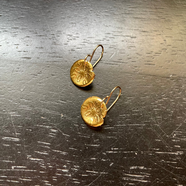 Orijen's Tiny Gold Sand Dollar Earrings