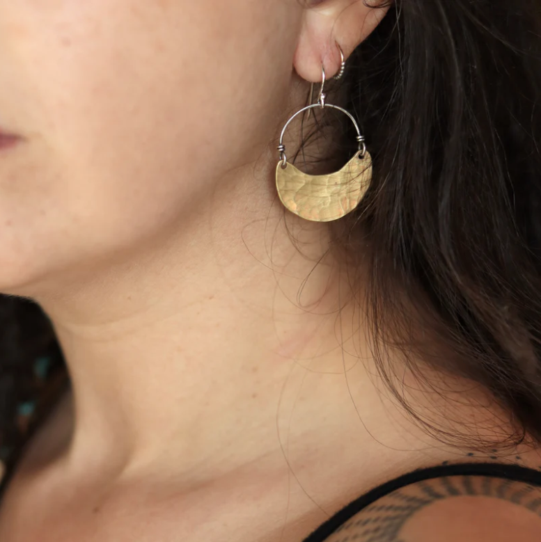 Brass Crescent Earrings