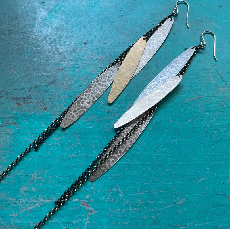 Metal Feather Earrings