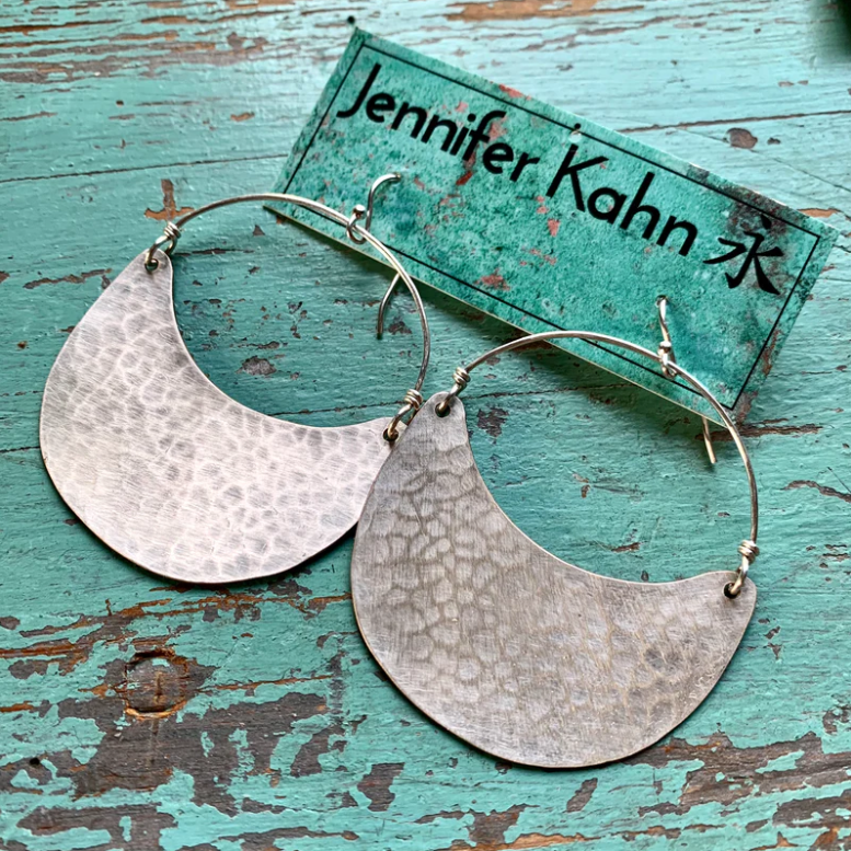 Shiny Silver Crescent Earrings