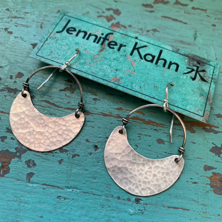 Shiny Silver Crescent Earrings
