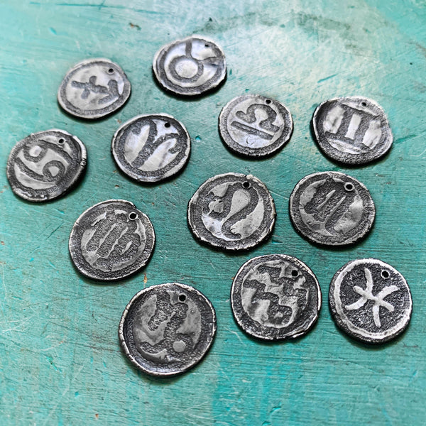 Zodiac Pendant: Single Sterling Medallion on Sterling Chain