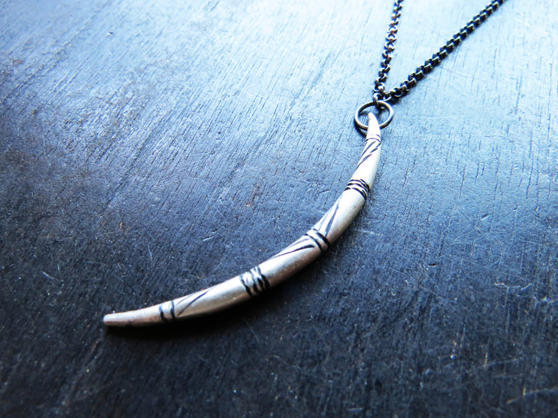 Carved Moon in Sterling Silver Necklace