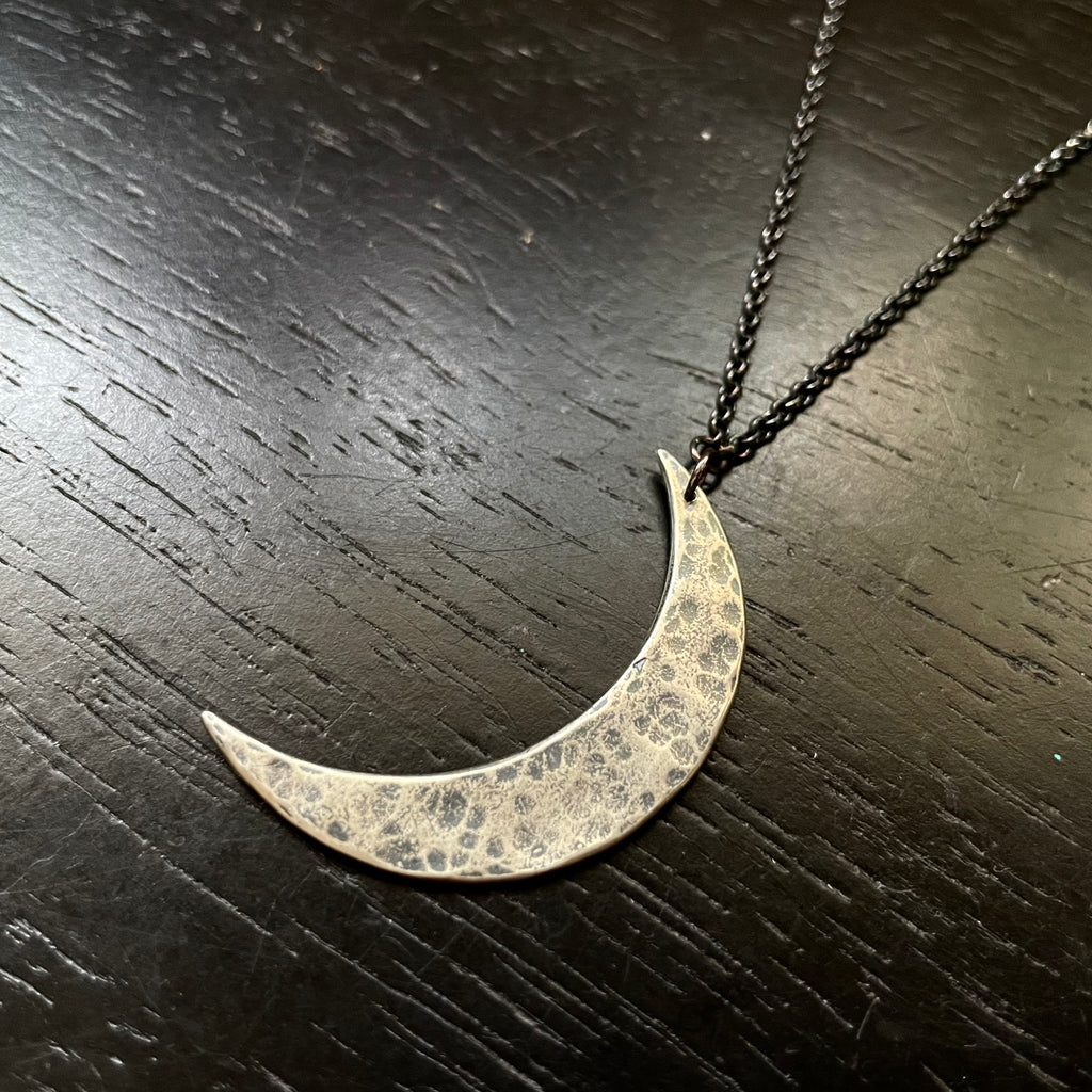 XL SILVER Crescent Moon Necklace 3 Versions to choose from