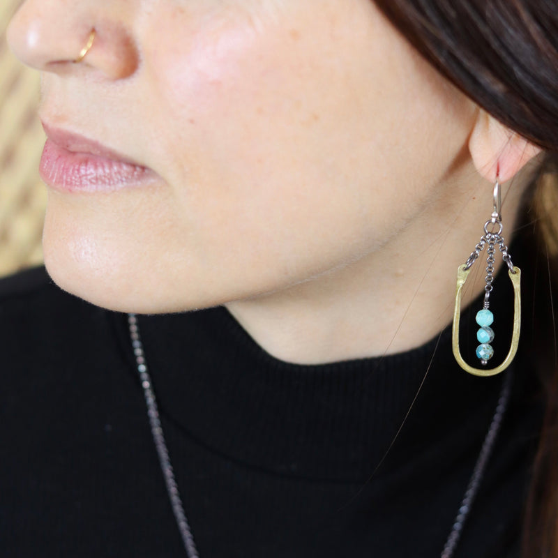 Tiny Brass Hestia Earrings with Your Choice of Crystal
