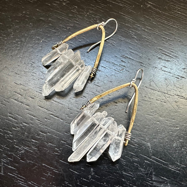 Angled Quartz Cluster Earrings