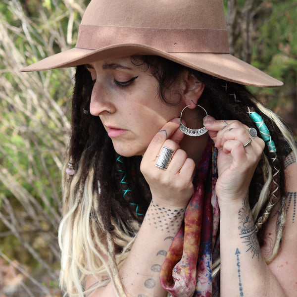 Phased Mezzaluna Earrings, Small WIRED Silver and Brass