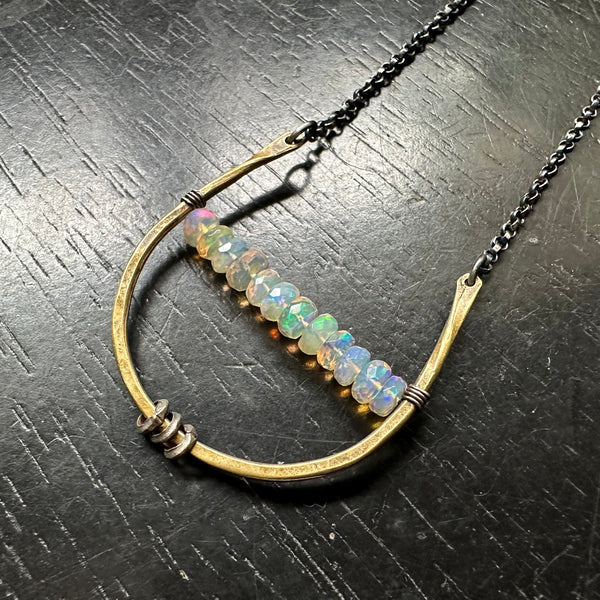 ARTEMIS NECKLACE with Faceted OPALS (OCTOBER BIRTHSTONE)