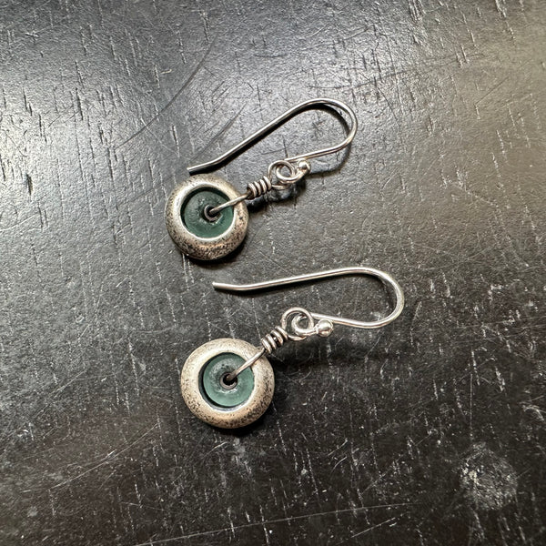 Petite Sterling and Roman Glass Earrings