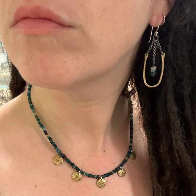 Tiny Hestia Earrings with Roman Glass Beads