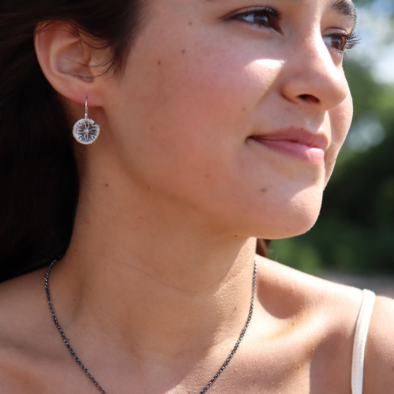 Orijen's Tiny Silver Sand Dollar Earrings