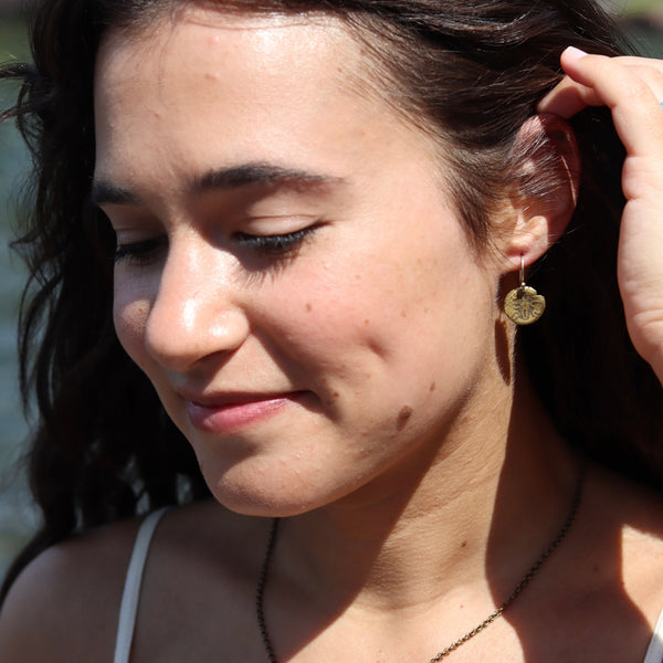 Orijen's Tiny Brass Sand Dollar Earrings