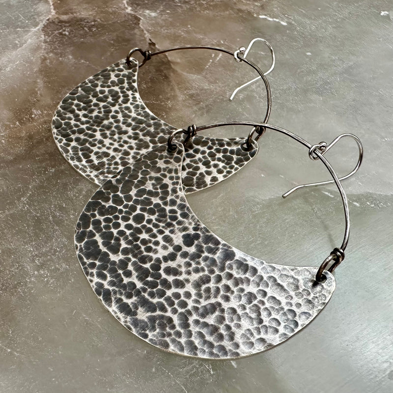 Silver Crescent Earrings