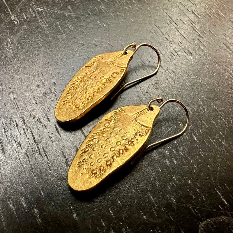 Reversible Gold Feather Earrings