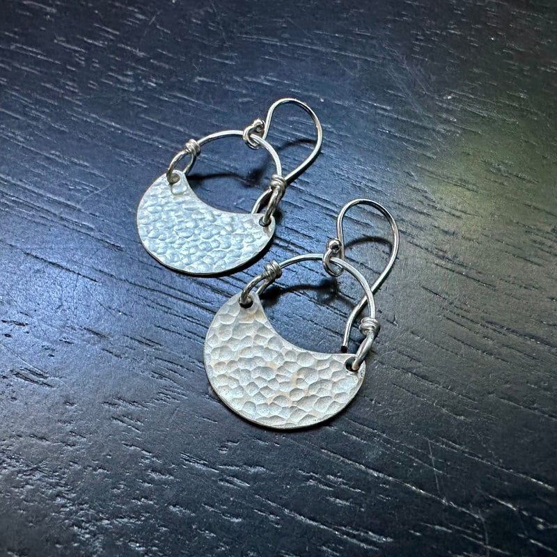 Shiny Silver Crescent Earrings