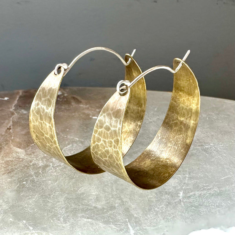 Wide Brass Hoops