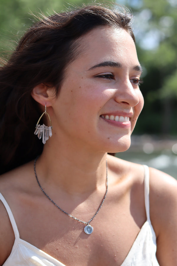 Angled Quartz Cluster Earrings