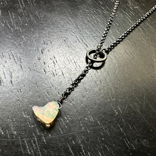 #2 Raw Opal Lariat Necklace OOAK #3