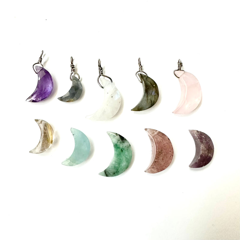 Moon Crescent Crystal Charms