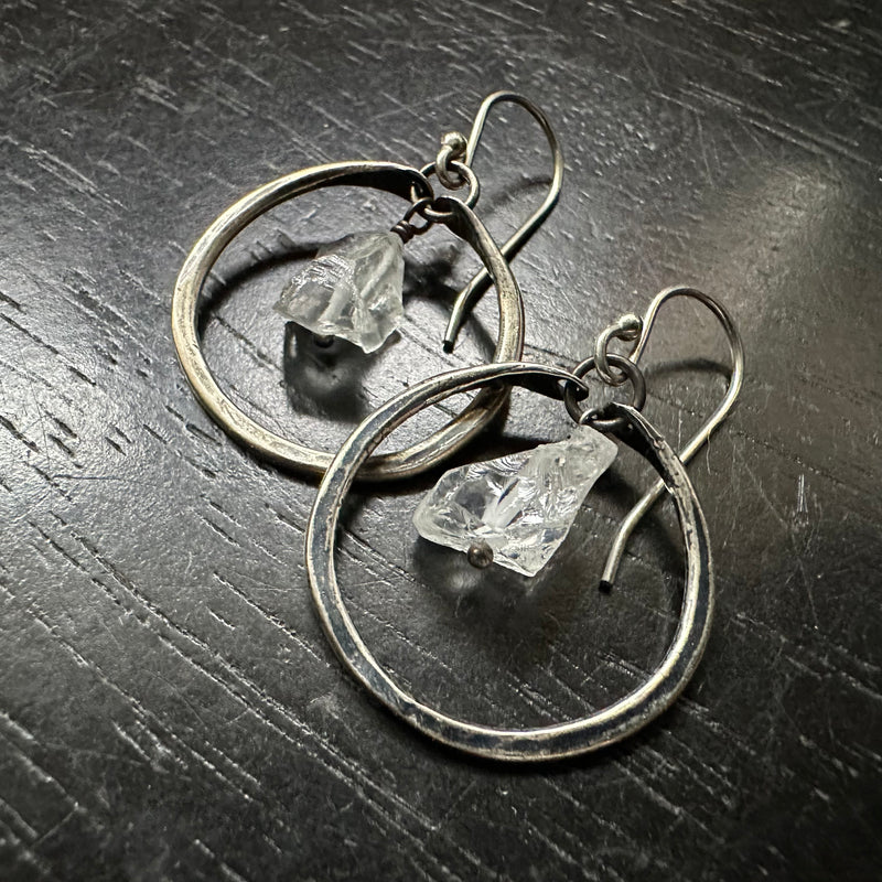 TINY SILVER HOOPS WITH YOUR CHOICE OF CRYSTAL/STONE!