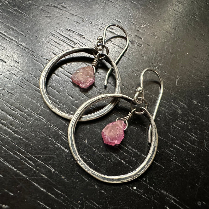 TINY SILVER HOOPS WITH YOUR CHOICE OF CRYSTAL/STONE!