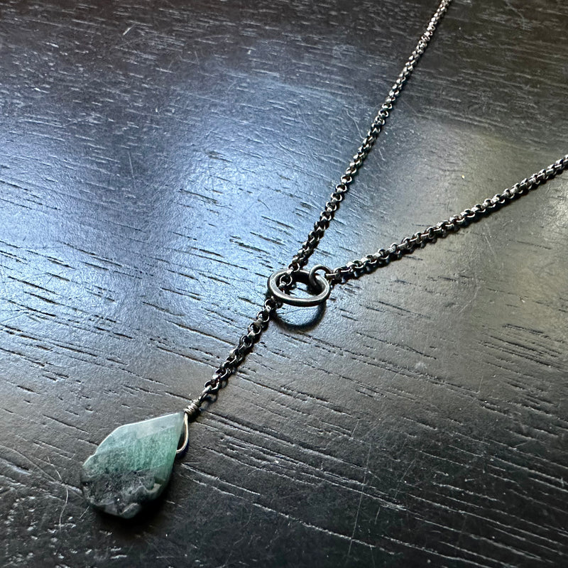 Sterling Emerald Y Necklace